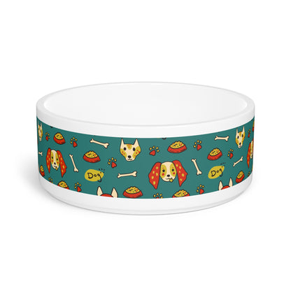 Funny Dog-Themed Pet Bowl with Bones and Treats Design