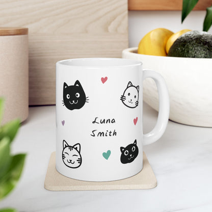 🐱Custom Cat Mom Mug ☕ Personalized Ceramic Mug for Cat Lovers 🎀