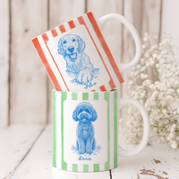 Custom Pet Photo Mug - Hand-Drawn Striped Dog & Cat Portrait